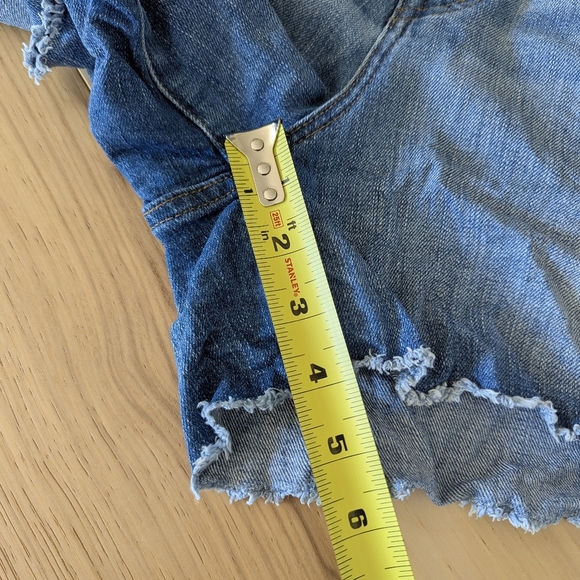 J. Crew High Rise Short Denim Button Fly Distressed Raw Hem 4" Inseam - Picture 7 of 12